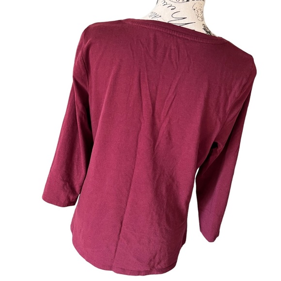 Talbots 3/4 sleeve top sequined awl burgundy women size medium - Picture 2 of 7